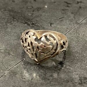 Silver Floral Heart Ring